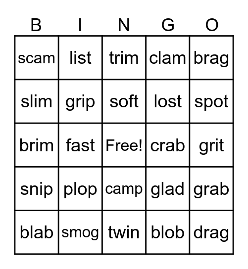 Lessons 38B Bingo Card