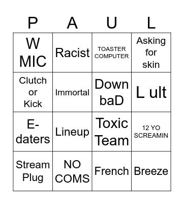 Paul Bingo Card