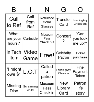 Clerk Bingo Card