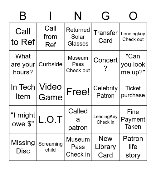 Clerk Bingo Card