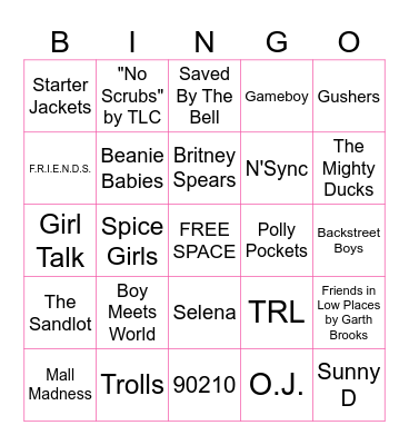 90s Bingo Card