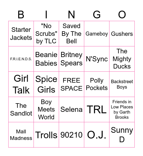 90s Bingo Card