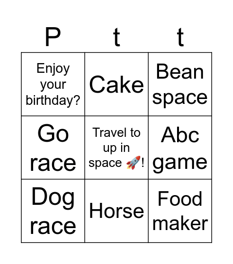 Party time card Bingo Card