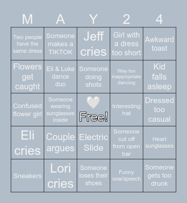 Converse wedding bingo Card