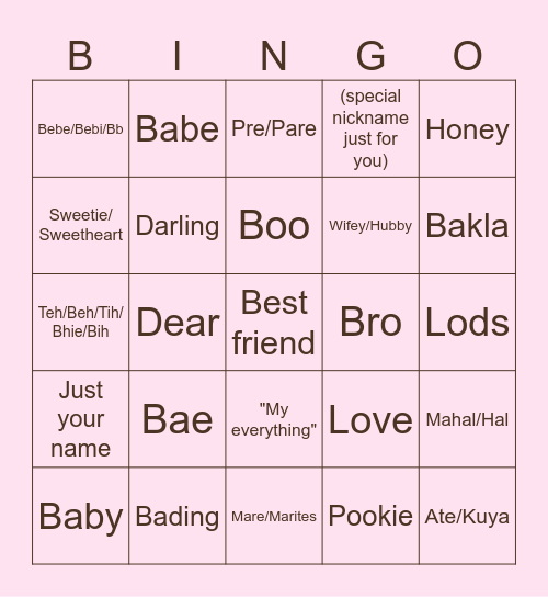 Callsign Bingo Card