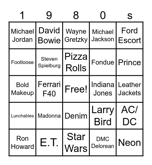 Decades Project Bingo Card