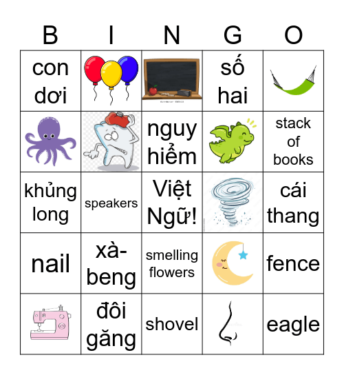 VN Lop 2 BINGO Bai 11-20 Bingo Card