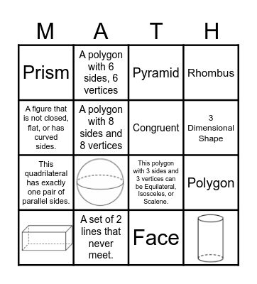 Geometry Bingo Card