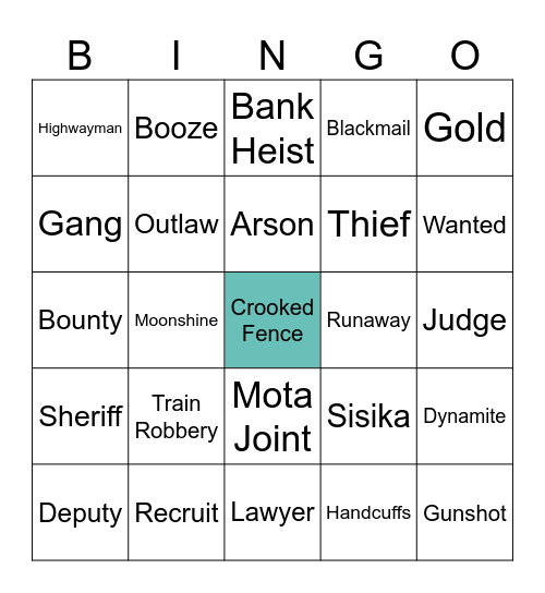 Crooked Fence Bingo Night Bingo Card