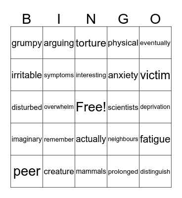 WHY DO WE SLEEP Bingo Card