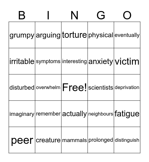 WHY DO WE SLEEP Bingo Card