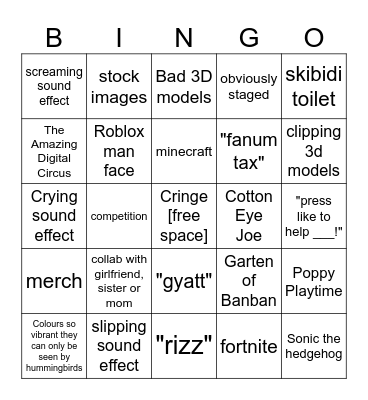 Brainrot bingo Card