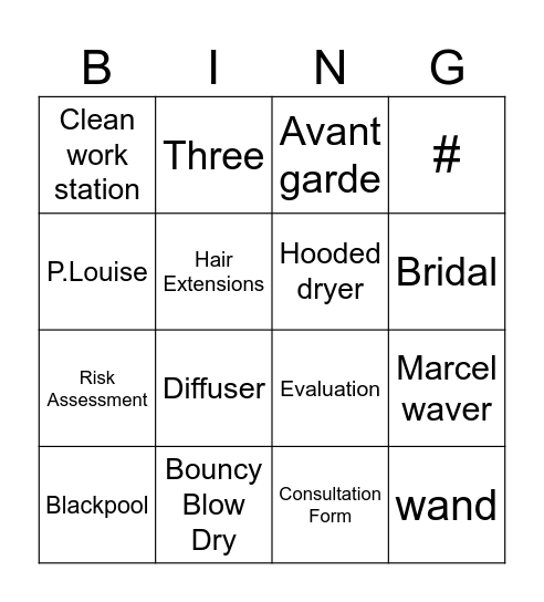 Media Hair Bingo Card