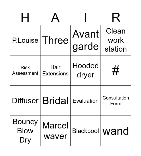 Media Hair Bingo Card