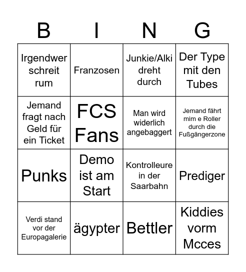 Alltag in Saarbrücken Bingo Card