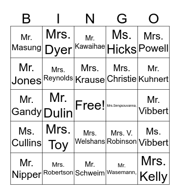 Staff at McKeel Academy of Technology Bingo Card