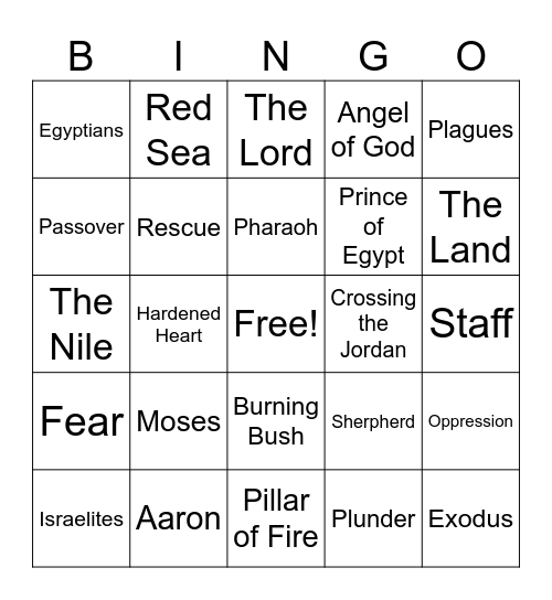 Exodus Bingo Card