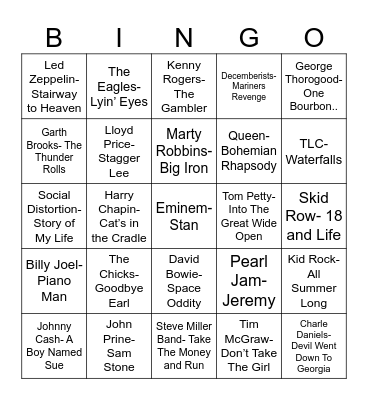 Radio Bingo Story Songs Bingo Card