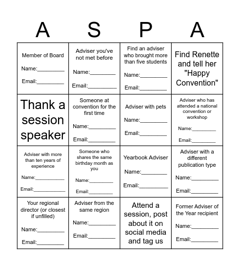 ADVISER BINGO CARD B Bingo Card