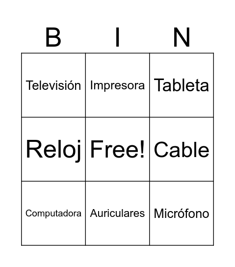 Technology Bingo Card