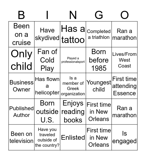 Soulful Bingo Card