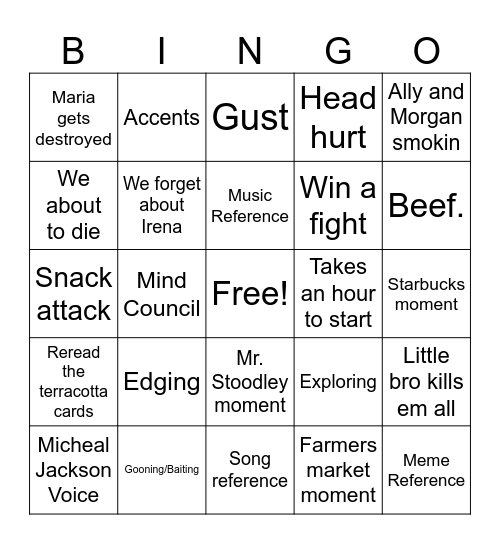 Bungo Bingo Card