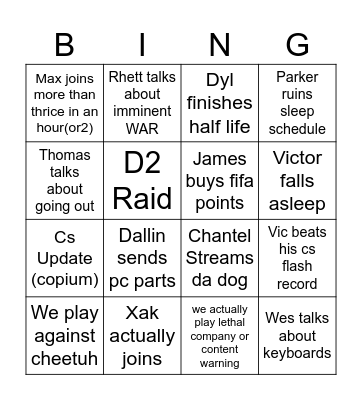 Untitled Bingo Card