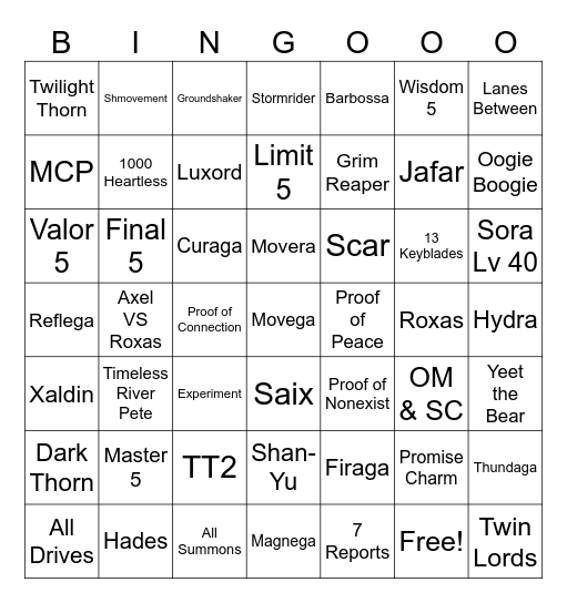 KH2 Rando Bingo Card