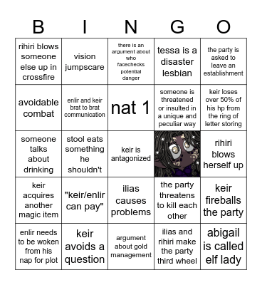 underbrats Bingo Card