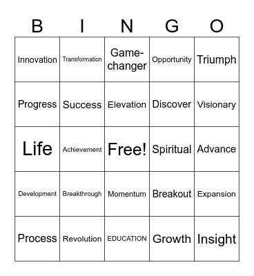 BreakOUT Affirmation Bingo Card