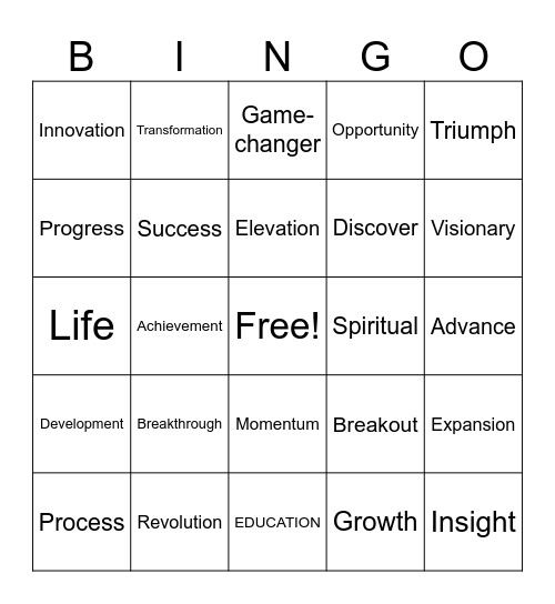 BreakOUT Affirmation Bingo Card