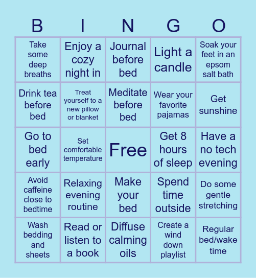 Sleep Bingo Card