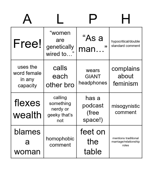Alpha Podcast Bingo Card