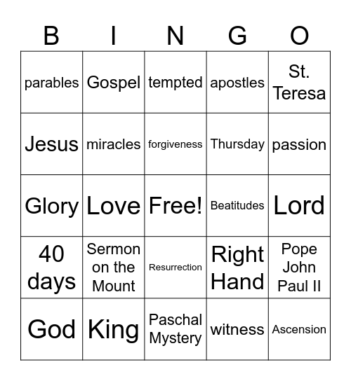 REP Bingo Card