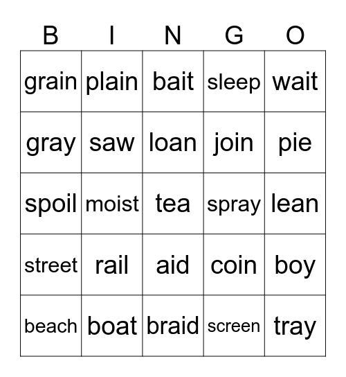 green group Bingo Card