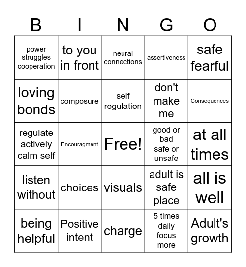 Becky's quotes Bingo Card