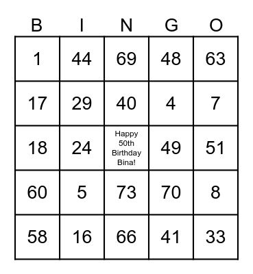 Fun Facts About Bina Bingo Card