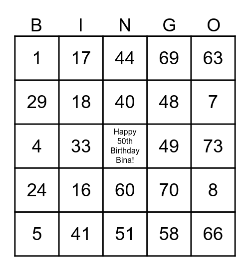 Fun Facts About Bina Bingo Card