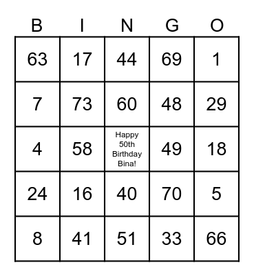 Fun Facts About Bina Bingo Card