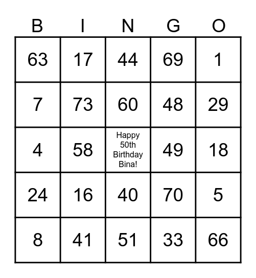 Fun Facts About Bina Bingo Card