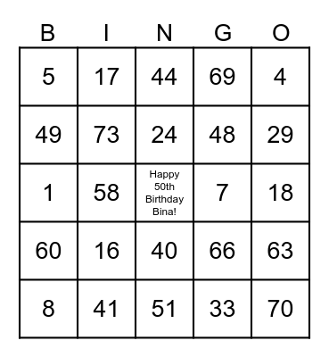 Fun Facts About Bina Bingo Card