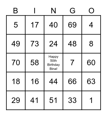 Fun Facts About Bina Bingo Card