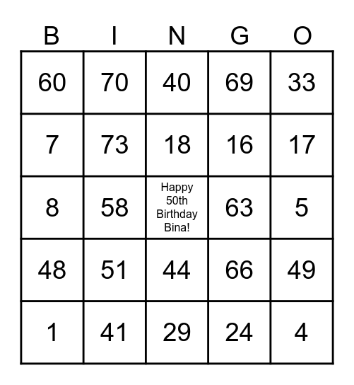 Fun Facts About Bina Bingo Card