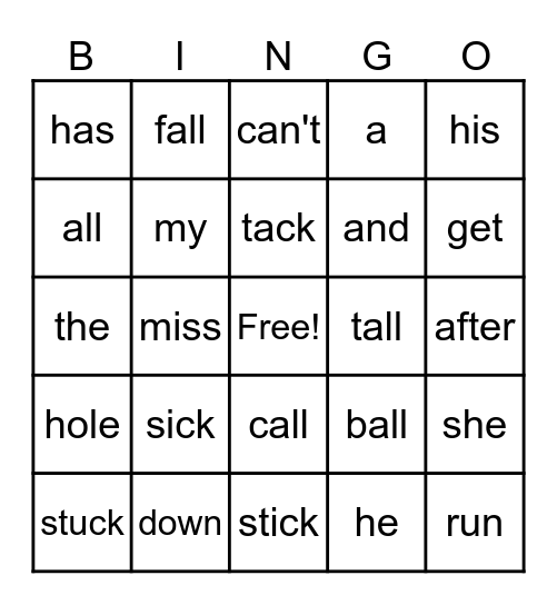 SIPPS Beginning 28 Bingo Card