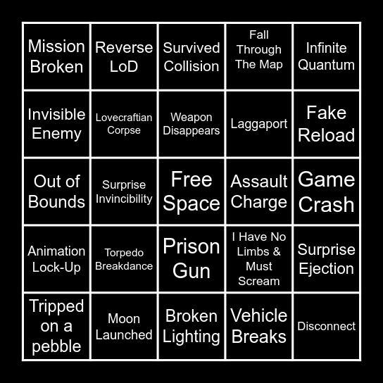 Star Citizen Jank Bingo Card