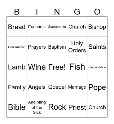 Holy Orders Bingo Card