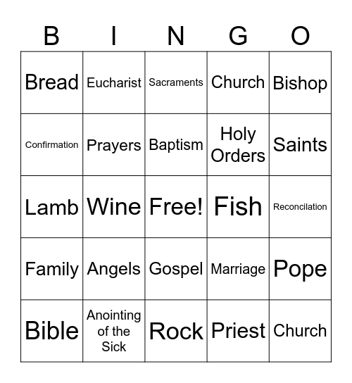 Holy Orders Bingo Card