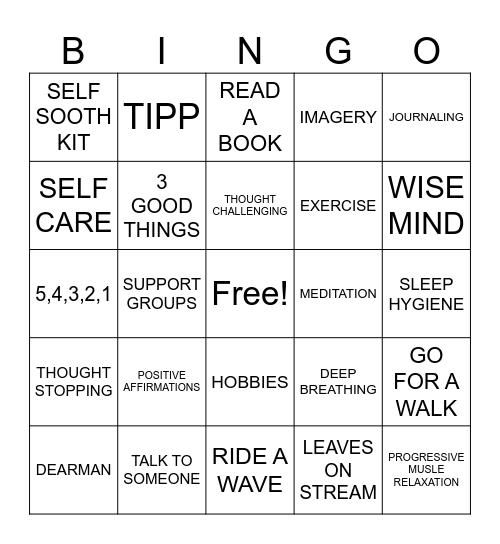 COPING SKILLS Bingo Card