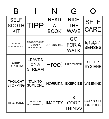 COPING SKILLS Bingo Card