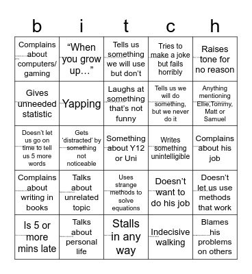 Reginald Schmarr Bingo Sheet Bingo Card